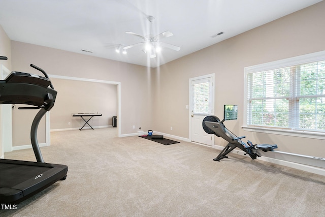 315 Birdwood Ct, Cary, NC 27519 - exercise room with carpet floors and a ceiling fan