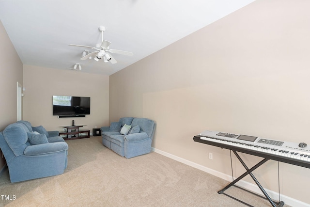 315 Birdwood Ct, Cary, NC 27519 - carpeted living area with a ceiling fan and baseboards