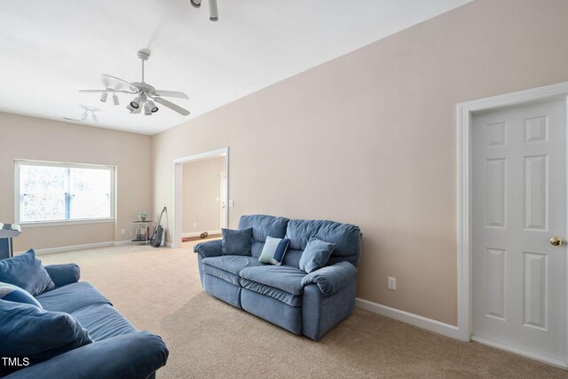 315 Birdwood Ct, Cary, NC 27519 - carpeted living area featuring baseboards and ceiling fan