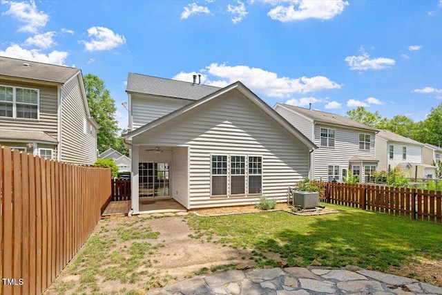 1016 Goldmist Ln, Durham, NC 27713 - back of house featuring ceiling fan and a fenced backyard