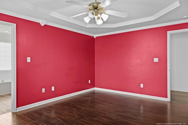 3118 High Plains Dr, Hope Mills, NC 28348 - empty room featuring wood finished floors, ceiling fan, and ornamental molding