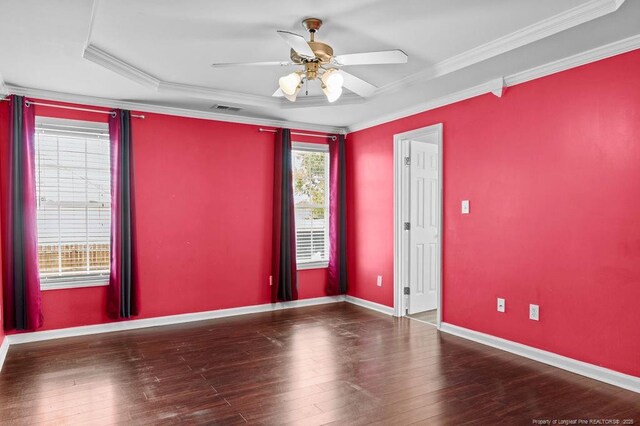 3118 High Plains Dr, Hope Mills, NC 28348 - empty room with ceiling fan, hardwood / wood-style floors, and ornamental molding