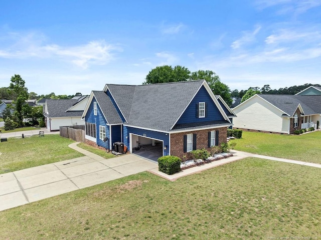 3118 High Plains Dr, Hope Mills, NC 28348 - traditional-style house with driveway, a garage, a front lawn, and brick siding