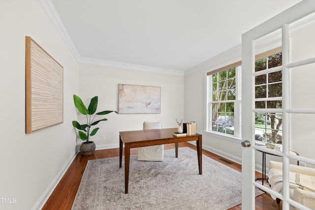 501 Ivyshaw Rd, Cary, NC 27519 - office featuring crown molding and wood finished floors