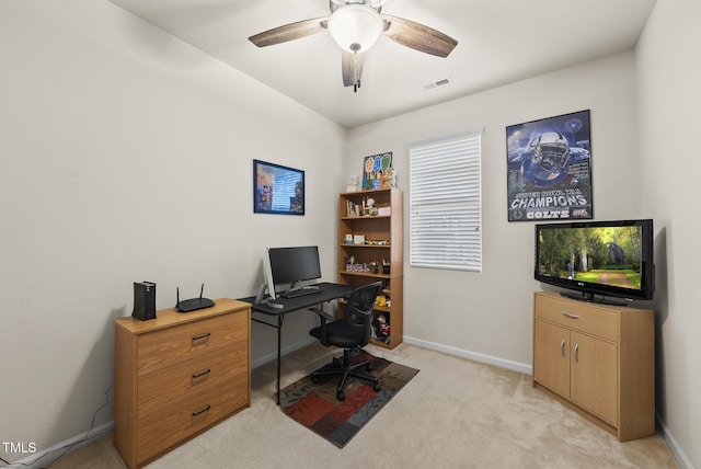 7235 Terregles Dr, Raleigh, NC 27617 - office with light colored carpet and ceiling fan