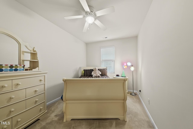 7235 Terregles Dr, Raleigh, NC 27617 - bedroom featuring light carpet and a ceiling fan