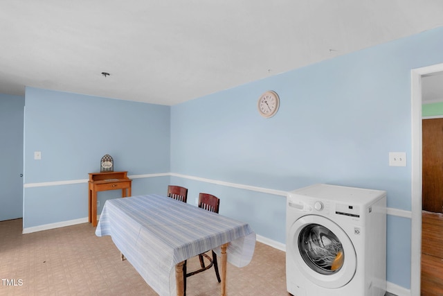106 Lattimore Ln, Durham, NC 27713 - laundry area featuring washer / dryer and baseboards