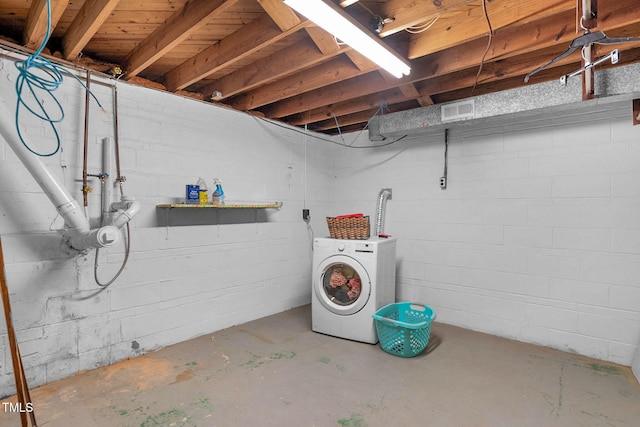 106 Lattimore Ln, Durham, NC 27713 - unfinished below grade area with washer / dryer