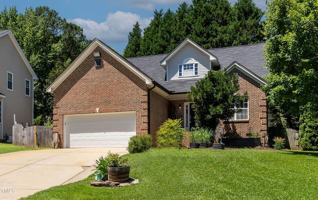 2302 Fordcrest Dr, Apex, NC 27502 - traditional-style home featuring concrete driveway, a garage, and brick siding