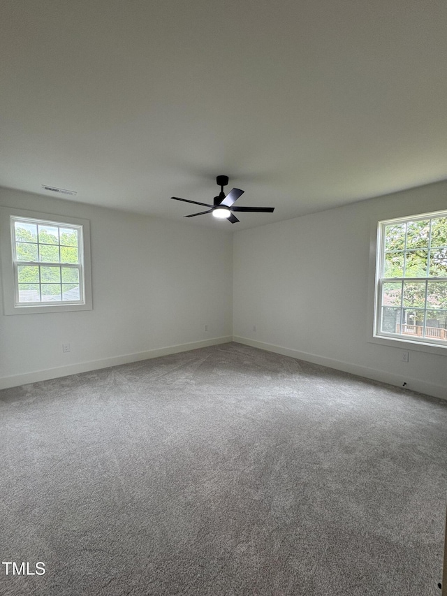 4511 Denfield St, Durham, NC 27704 - spare room featuring plenty of natural light, a ceiling fan, and carpet floors