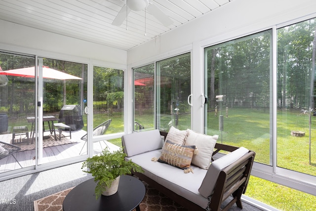 404 Denton St, Durham, NC 27713 - sunroom / solarium featuring ceiling fan and an outdoor hangout area