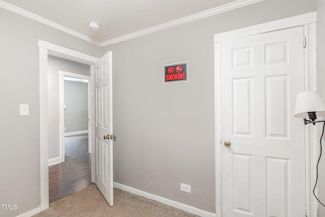 1401 Robinhood Rd, Durham, NC 27701 - unfurnished bedroom with ornamental molding, light carpet, and a textured ceiling