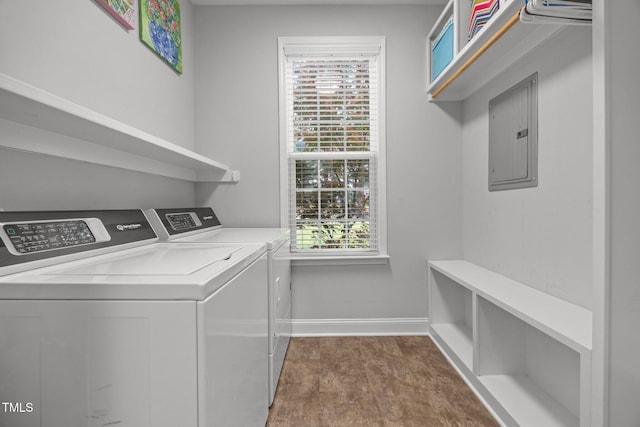 416 Fred Tew Rd, Dunn, NC 28334 - laundry area featuring washing machine and clothes dryer, plenty of natural light, and electric panel