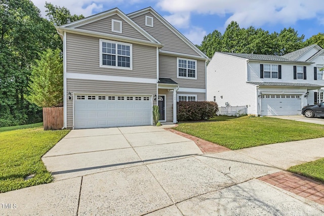 160 Chandler Springs Dr, Holly Springs, NC 27540 - traditional home featuring concrete driveway, an attached garage, and a front lawn