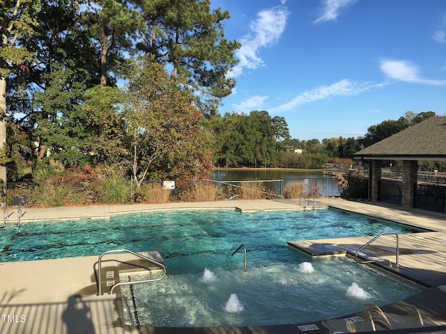 1213 Silver Beach Way, Raleigh, NC 27606 - community pool featuring a gazebo and a water view