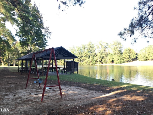 1213 Silver Beach Way, Raleigh, NC 27606 - dock area with a gazebo and a water view