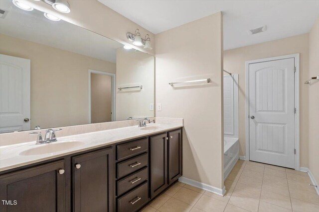 1213 Silver Beach Way, Raleigh, NC 27606 - full bath with double vanity, tile patterned flooring, and shower / bathtub combination