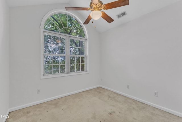 4825 Windbreak Ln, Raleigh, NC 27616 - spare room with vaulted ceiling, ceiling fan, and carpet