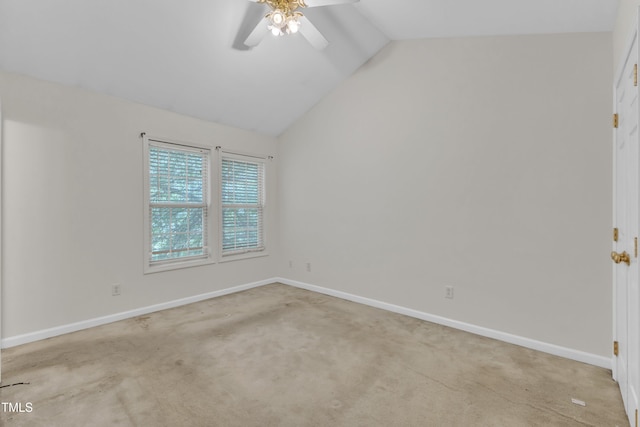 4825 Windbreak Ln, Raleigh, NC 27616 - unfurnished room with ceiling fan, vaulted ceiling, and carpet flooring