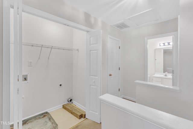 4825 Windbreak Ln, Raleigh, NC 27616 - laundry room with hookup for a washing machine, hookup for an electric dryer, and attic access