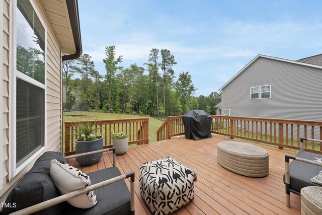 433 Village Bend Dr, Fuquay Varina, NC 27526 - wooden deck with area for grilling