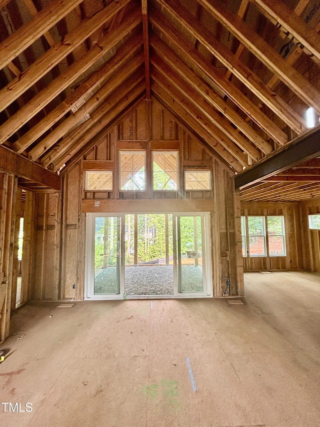8 Pin Tail Ct, Pittsboro, NC 27312 - unfurnished living room with high vaulted ceiling