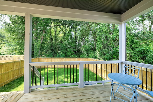 1410 Joe Louis Ave, Raleigh, NC 27610 - wooden deck with a fenced backyard