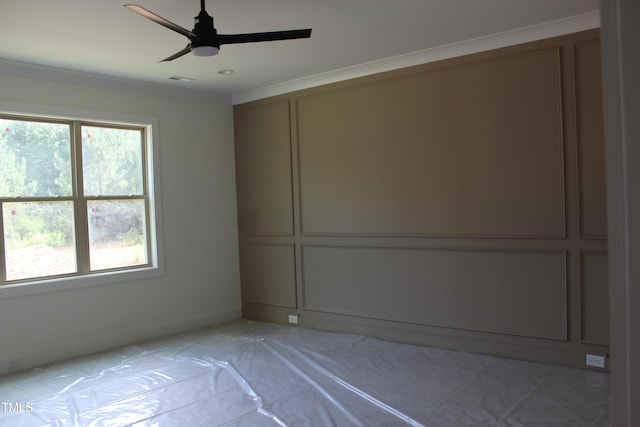 70 Basil Ct, Franklinton, NC 27525 - empty room featuring a ceiling fan and ornamental molding