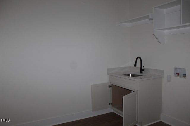 70 Basil Ct, Franklinton, NC 27525 - laundry area with dark wood-type flooring and hookup for a washing machine