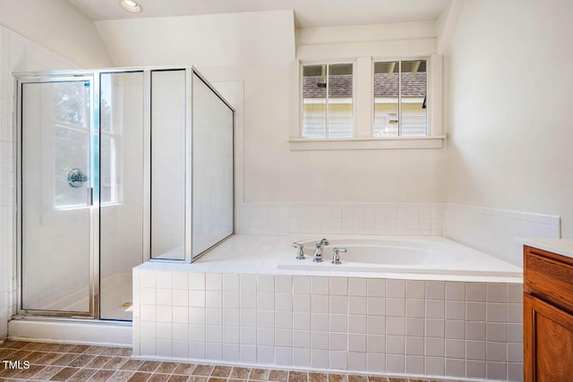 1168 Great Ridge Parkway, Chapel Hill, NC 27516 - bathroom featuring plenty of natural light, a garden tub, a shower stall, and vanity