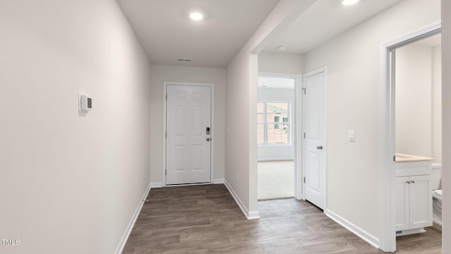 100 Grove Ln, Goldsboro, NC 27534 - hallway with wood finished floors and recessed lighting