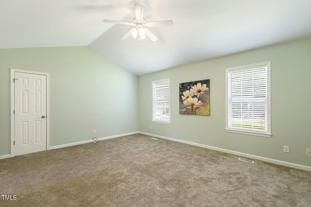 86 Basswood Cir, Willow Springs, NC 27592 - carpeted spare room featuring ceiling fan and lofted ceiling