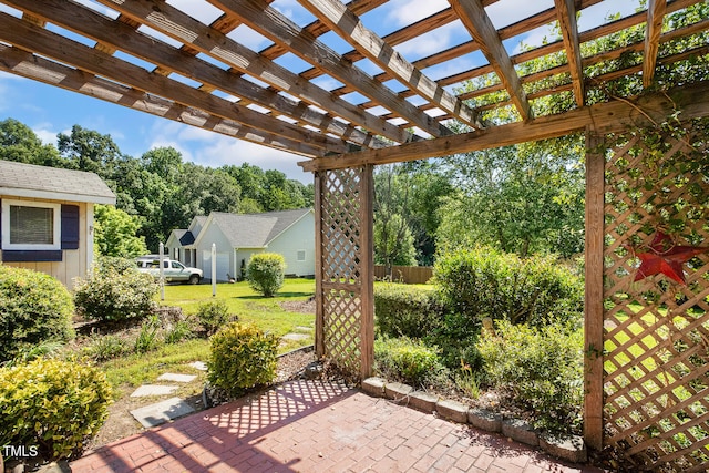 86 Basswood Cir, Willow Springs, NC 27592 - view of patio / terrace featuring a pergola and view of scattered trees