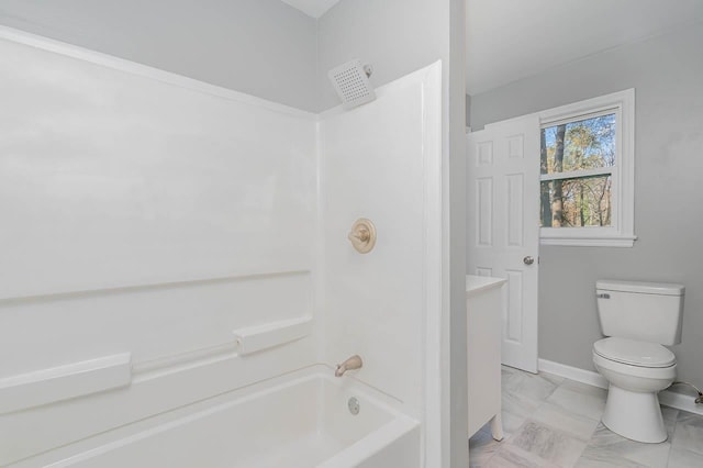 5917 Meadowlark Ln, Raleigh, NC 27610 - bathroom with bathing tub / shower combination and marble look tile flooring