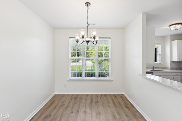 15 Canary Ct, Durham, NC 27713 - unfurnished dining area featuring light wood finished floors, plenty of natural light, and a chandelier