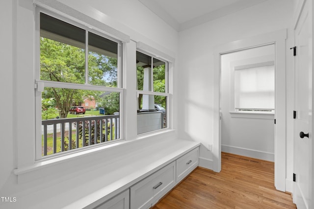 2551 Drake Ave, Durham, NC 27705 - mudroom featuring light wood-style floors and baseboards