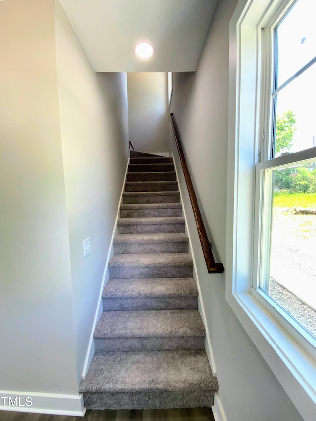 608A E Umstead, Durham, NC 27701 - staircase featuring baseboards and recessed lighting