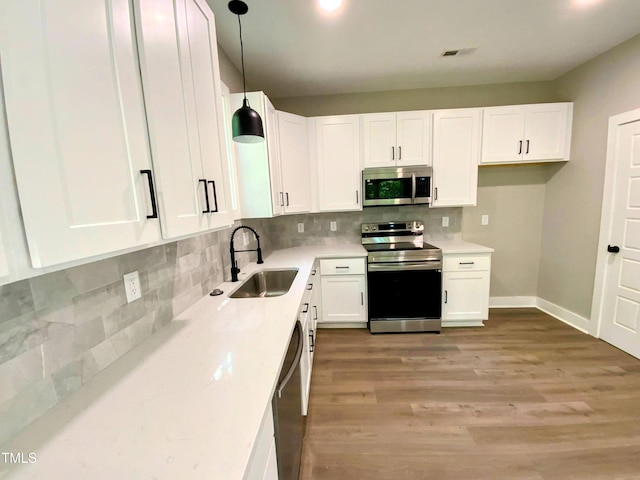 608A E Umstead, Durham, NC 27701 - kitchen featuring stainless steel appliances, white cabinetry, and decorative backsplash