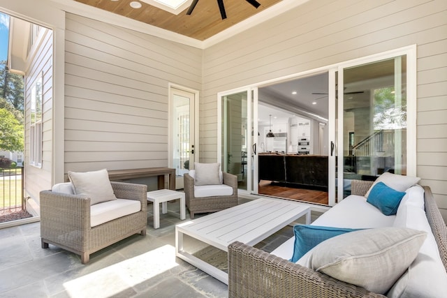6900 Staghorn Ln, Raleigh, NC 27615 - view of patio with a ceiling fan and an outdoor hangout area