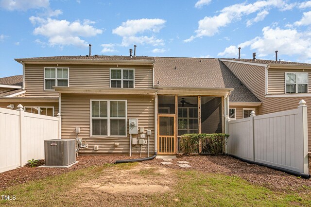 1016 Kingston Grove Dr, Cary, NC 27519 - rear view of house featuring a sunroom and a shingled roof
