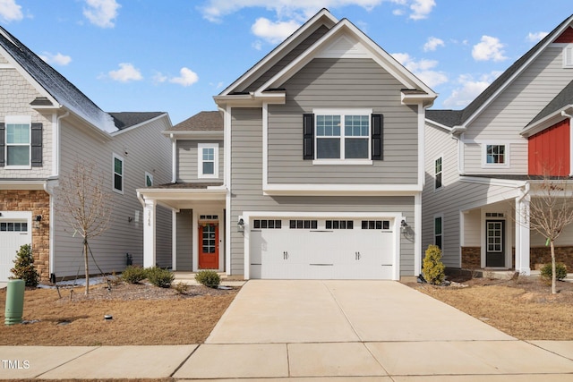 2346 Mckenzie Ridge Ln, Apex, NC 27502 - view of front of home with concrete driveway, a garage, and a porch