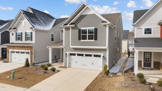 2346 Mckenzie Ridge Ln, Apex, NC 27502 - view of front facade with an attached garage, driveway, and roof with shingles