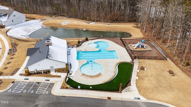 2346 Mckenzie Ridge Ln, Apex, NC 27502 - bird's eye view of a pool area