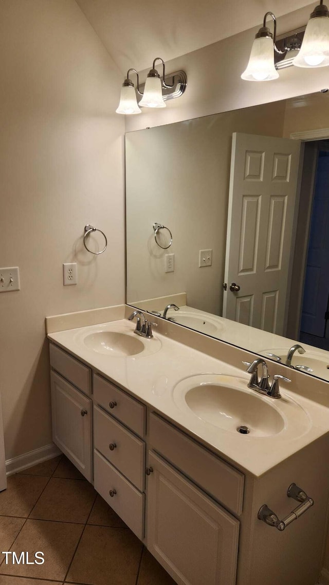 1016 Dotson Way, Apex, NC 27523 - bathroom with tile patterned flooring and double vanity