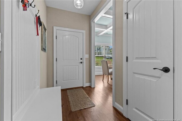 5135 Paul Peel Pl, Hope Mills, NC 28348 - entryway with dark wood-style flooring and baseboards