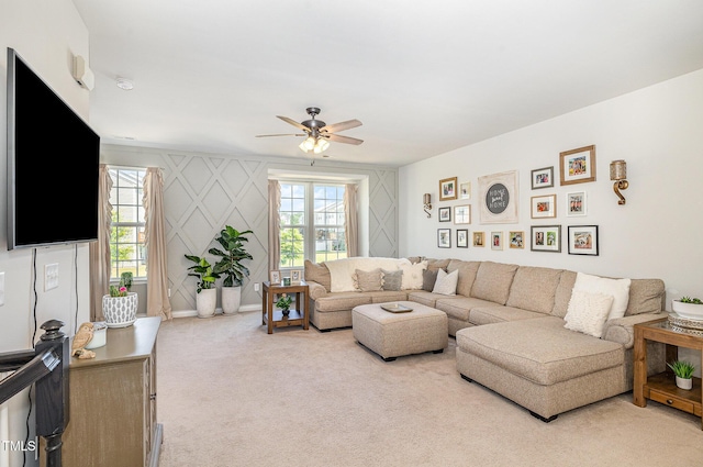248 Amber Acorn Ave, Raleigh, NC 27603 - carpeted living room featuring ceiling fan