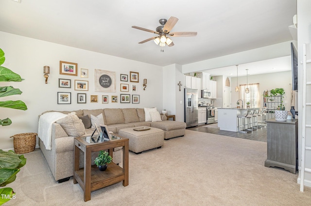 248 Amber Acorn Ave, Raleigh, NC 27603 - living area with ceiling fan and carpet