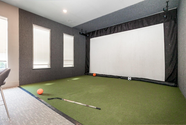 248 Amber Acorn Ave, Raleigh, NC 27603 - game room with carpet and an area to practice putting