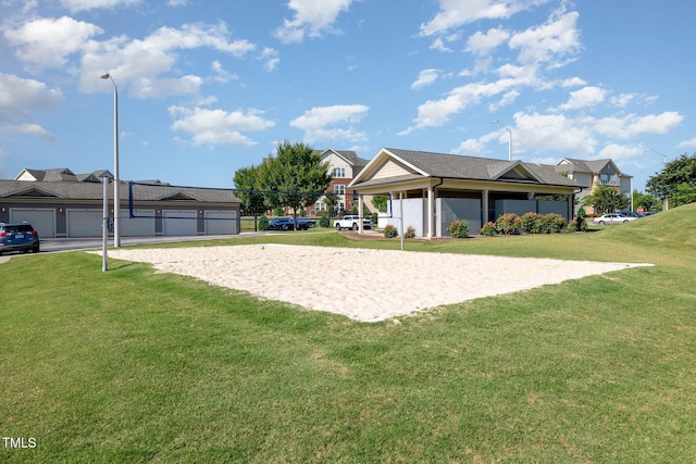 248 Amber Acorn Ave, Raleigh, NC 27603 - view of community featuring volleyball court, a lawn, and a residential view