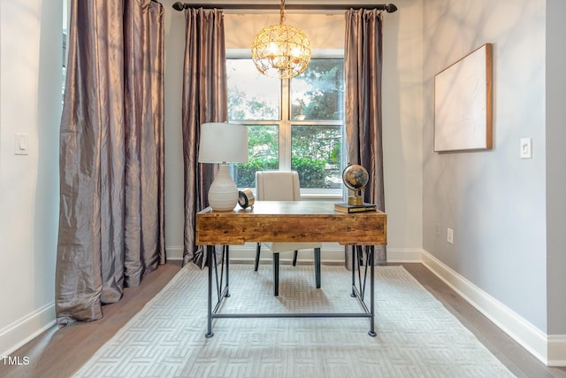 618 N Boylan Ave Unit 520, Raleigh, NC 27603 - office featuring wood finished floors and a chandelier